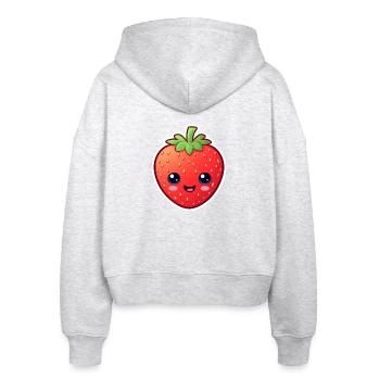 Anime Erdbeere - Stanley/Stella Boxy Frauen Bio Zip Hoodie Ida - Weiß meliert - Hinten - AI Model Female 172 dark (172cm)