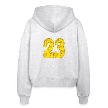 23 Jahre Lustig Käse - Stanley/Stella Boxy Frauen Bio Zip Hoodie Ida - Weiß meliert - Hinten - AI Model Female 172 dark (172cm)