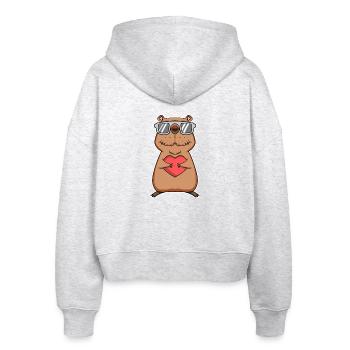 Capybara Cool Capybara Amour du cœur - Veste à capuche bio Ida Stanley/Stella Femme - blanc chiné - Dos - AI Model Female 172 dark (172cm)