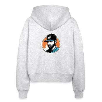 Logo-Stil Urbanes Design - Stanley/Stella Boxy Frauen Bio Zip Hoodie Ida - Weiß meliert - Hinten - AI Model Female 172 dark (172cm)