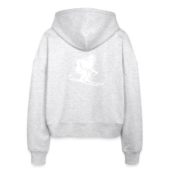 Affe Gorilla Schimpanse Ski Silhouette Design - Stanley/Stella Boxy Frauen Bio Zip Hoodie Ida - Weiß meliert - Hinten - AI Model Female 172 dark (172cm)
