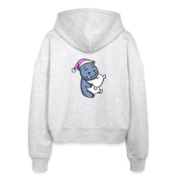 Nilpferd Müde Ausschlafen Schlafen Mädchen - Stanley/Stella Boxy Frauen Bio Zip Hoodie Ida - Weiß meliert - Hinten - AI Model Female 172 dark (172cm)