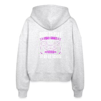 Zum Zocken geboren zur Schule gezwungen Gaming - Stanley/Stella Boxy Frauen Bio Zip Hoodie Ida - Weiß meliert - Hinten - AI Model Female 172 dark (172cm)