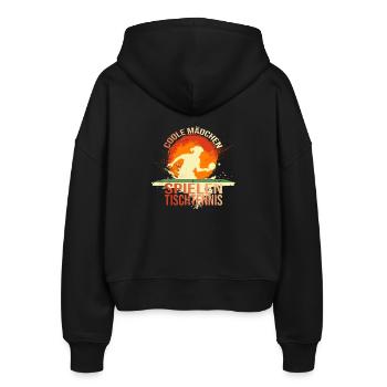 Coole Mädchen spielen Tischtennis - Stanley/Stella Boxy Frauen Bio Zip Hoodie Ida - Schwarz - Hinten - AI Model Female 172 light (172cm)
