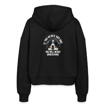 Berner Sennenhund - Stanley/Stella Boxy Frauen Bio Zip Hoodie Ida - Schwarz - Hinten - AI Model Female 172 light (172cm)