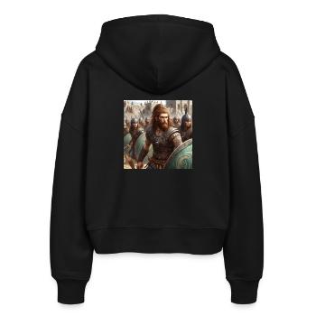 Keltiberer verteidigen Numancia - Stanley/Stella Boxy Frauen Bio Zip Hoodie Ida - Schwarz - Hinten - AI Model Female 172 light (172cm)