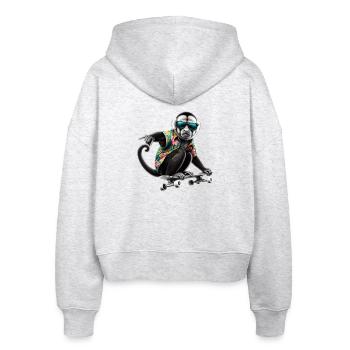Ein cooler Affe auf einem Skateboard - Stanley/Stella Boxy Frauen Bio Zip Hoodie Ida - Weiß meliert - Hinten - AI Model Female 172 dark (172cm)