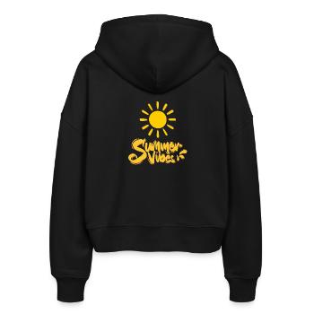 Summer Vibes - Stanley/Stella Boxy Frauen Bio Zip Hoodie Ida - Schwarz - Hinten - AI Model Female 172 light (172cm)