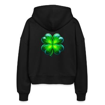 Four-leaf clover - Stanley/Stella Boxy Women’s Organic Zip Hoodie Ida - black - Back - AI Model Female 172 light (172cm)