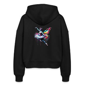 Ballerina mit Schmetterlingsflügeln Schmetterlinge Tutu - Stanley/Stella Boxy Frauen Bio Zip Hoodie Ida - Schwarz - Hinten - AI Model Female 172 light (172cm)