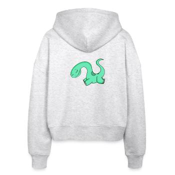 Dino Motif Dinosaur Green - Stanley/Stella Boxy Women’s Organic Zip Hoodie Ida - heather white - Back - AI Model Female 172 dark (172cm)