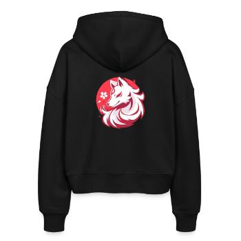 Asian Style White Fox - Stanley/Stella Boxy Women’s Organic Zip Hoodie Ida - black - Back - AI Model Female 172 light (172cm)