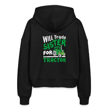 Traktor Schwester Landwirtschaft - Stanley/Stella Boxy Frauen Bio Zip Hoodie Ida - Schwarz - Hinten - AI Model Female 172 light (172cm)