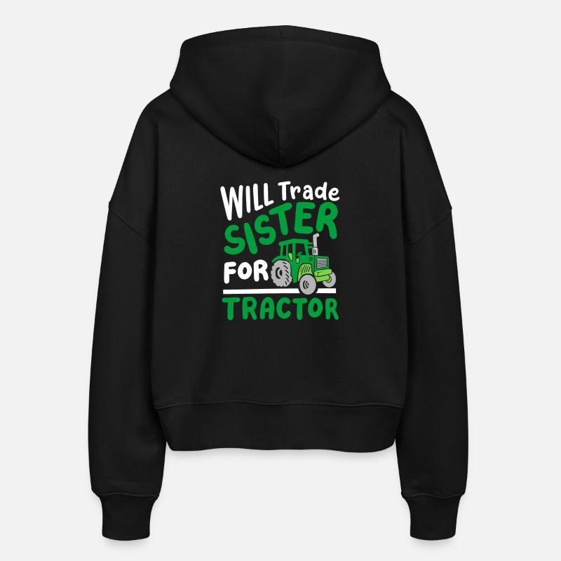 Traktor Schwester Landwirtschaft - Stanley/Stella Boxy Frauen Bio Zip Hoodie Ida - Schwarz
