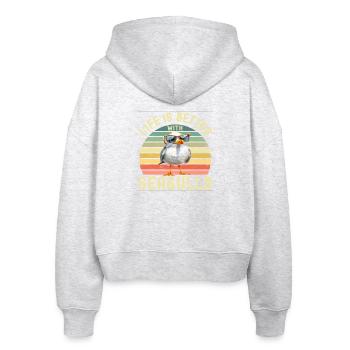 Seagulls - Stanley/Stella Boxy Women’s Organic Zip Hoodie Ida - heather white - Back - AI Model Female 172 dark (172cm)