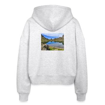 Robert Lake - Stanley/Stella Boxy Women’s Organic Zip Hoodie Ida - heather white - Back - AI Model Female 172 dark (172cm)