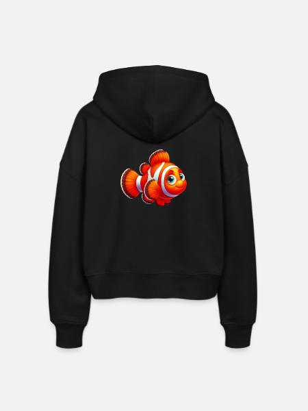 Clownfische - Stanley/Stella Boxy Frauen Bio Zip Hoodie Ida - Schwarz