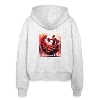 Die Leidenschaft der Flamenco-Tänzer - Stanley/Stella Boxy Frauen Bio Zip Hoodie Ida - Weiß meliert - Hinten - AI Model Female 172 dark (172cm)