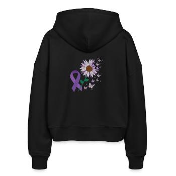 Epilepsie lila Schleife Blume Schmetterling - Stanley/Stella Boxy Frauen Bio Zip Hoodie Ida - Schwarz - Hinten - AI Model Female 172 light (172cm)