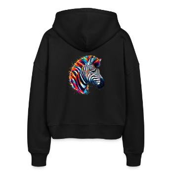 Zebra - Stanley/Stella Boxy Frauen Bio Zip Hoodie Ida - Schwarz - Hinten - AI Model Female 172 light (172cm)