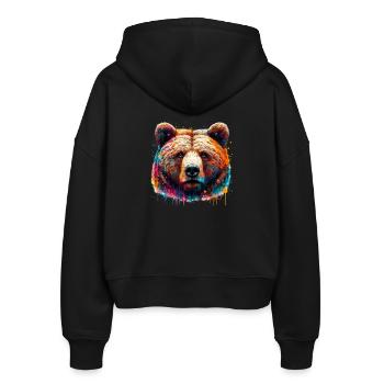 Bär - Stanley/Stella Boxy Frauen Bio Zip Hoodie Ida - Schwarz - Hinten - AI Model Female 172 light (172cm)