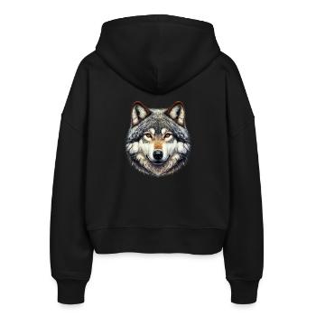 Wolf - Stanley/Stella Boxy Frauen Bio Zip Hoodie Ida - Schwarz - Hinten - AI Model Female 172 light (172cm)