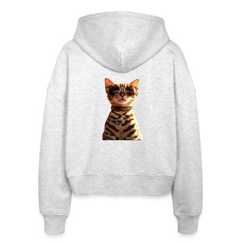 Bengal Katze Leopard Cat Leopardette Bengal Katzen - Stanley/Stella Boxy Frauen Bio Zip Hoodie Ida - Weiß meliert - Hinten - AI Model Female 172 dark (172cm)