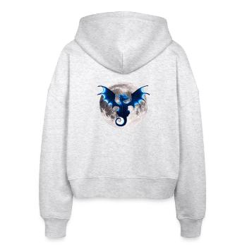 Drachen Motive, monde, dark Fantasy Prints - Stanley/Stella Boxy Frauen Bio Zip Hoodie Ida - Weiß meliert - Hinten - AI Model Female 172 dark (172cm)
