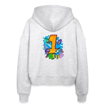 Zahl 1 Nummer Eins - Fische Motiv - Stanley/Stella Boxy Frauen Bio Zip Hoodie Ida - Weiß meliert - Hinten - AI Model Female 172 dark (172cm)