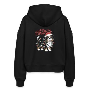 Happy Christmas DOG - Stanley/Stella Boxy Women’s Organic Zip Hoodie Ida - black - Back - AI Model Female 172 light (172cm)