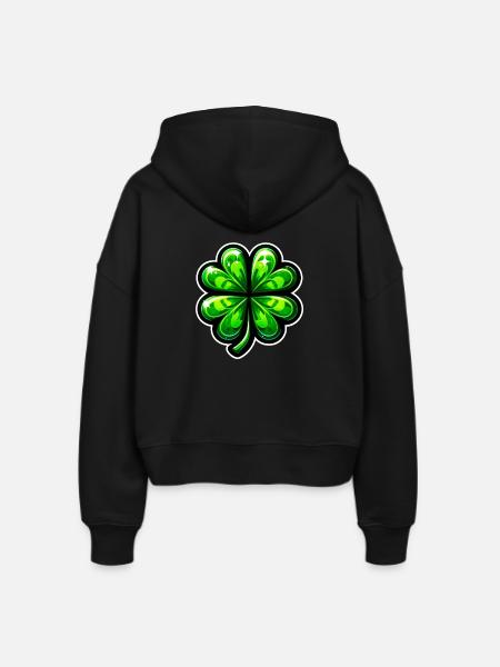 Vierblättriges Kleeblatt - Stanley/Stella Boxy Frauen Bio Zip Hoodie Ida - Schwarz