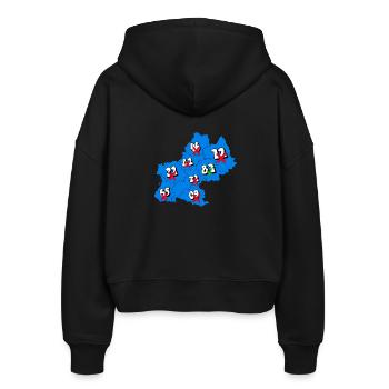Midi-Pyrénées Region - Stanley/Stella Boxy Frauen Bio Zip Hoodie Ida - Schwarz - Hinten - AI Model Female 172 light (172cm)