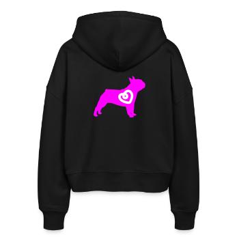Mops Silhouette Herz Hunde Fan Liebe Love mögen - Stanley/Stella Boxy Frauen Bio Zip Hoodie Ida - Schwarz - Hinten - AI Model Female 172 light (172cm)