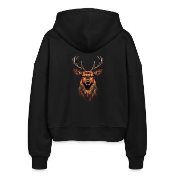 Deer, Antlers, Hunting, Deer, Reindeer, Red Deer, Hunter - Stanley/Stella Boxy Women’s Organic Zip Hoodie Ida - black - Back - AI Model Female 172 light (172cm)