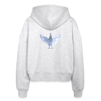 Taube Weiß Stadttaube Ringeltaube Weiße Tauben - Stanley/Stella Boxy Frauen Bio Zip Hoodie Ida - Weiß meliert - Hinten - AI Model Female 172 dark (172cm)