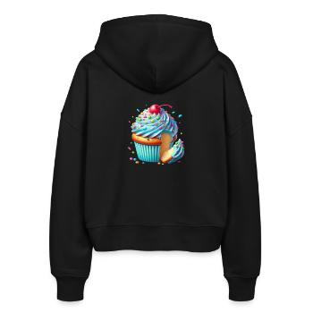 Blauer Cupcake mit bunten Streuseln - Stanley/Stella Boxy Frauen Bio Zip Hoodie Ida - Schwarz - Hinten - AI Model Female 172 light (172cm)
