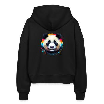 Panda - Stanley/Stella Boxy Frauen Bio Zip Hoodie Ida - Schwarz - Hinten - AI Model Female 172 light (172cm)
