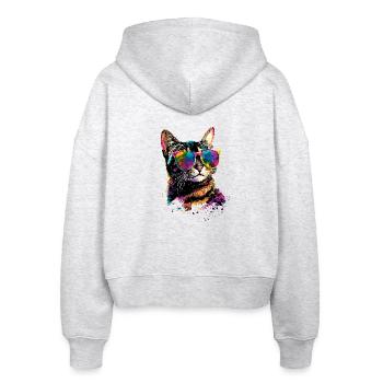 Bengal Katze Leopard Cat Leopardette Bengal Katzen - Stanley/Stella Boxy Frauen Bio Zip Hoodie Ida - Weiß meliert - Hinten - AI Model Female 172 dark (172cm)