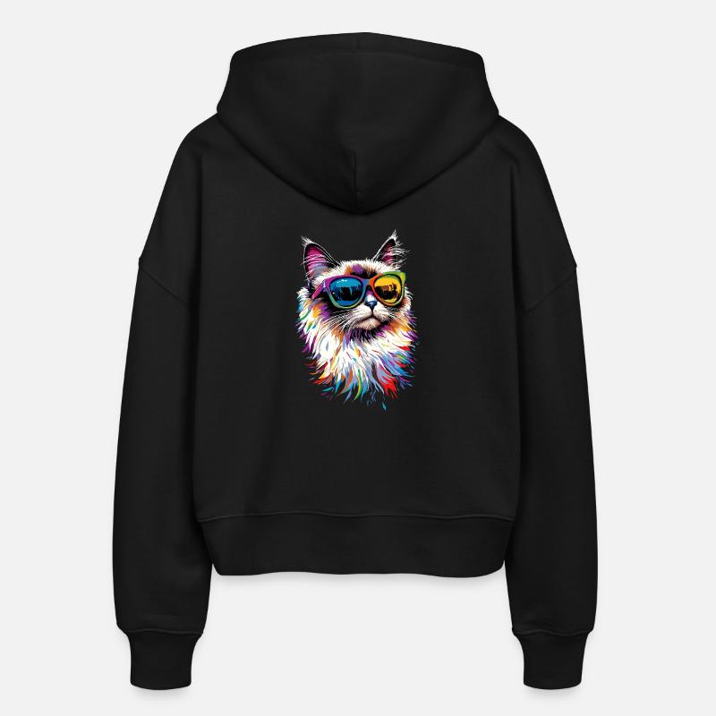 Ragdoll Kat Ragdoll Kat Søde Ragdoll Katte - Stanley/Stella økologisk hættejakke Ida til damer - sort