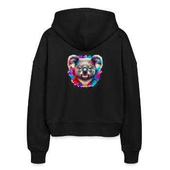 Koala - Stanley/Stella Boxy Frauen Bio Zip Hoodie Ida - Schwarz - Hinten - AI Model Female 172 light (172cm)