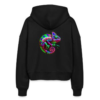 Chamäleon - Stanley/Stella Boxy Frauen Bio Zip Hoodie Ida - Schwarz - Hinten - AI Model Female 172 light (172cm)