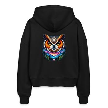 Owl - Stanley/Stella Boxy Women’s Organic Zip Hoodie Ida - black - Back - AI Model Female 172 light (172cm)