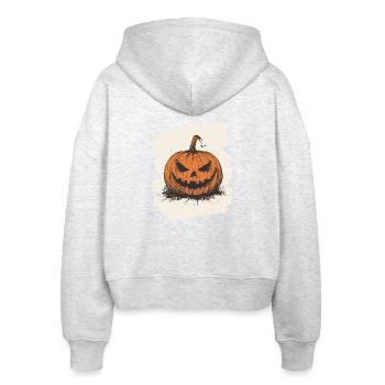 Halloween Kürbis - Stanley/Stella Boxy Frauen Bio Zip Hoodie Ida - Weiß meliert - Hinten - AI Model Female 172 dark (172cm)