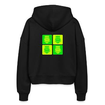 Eule – Zeitlose Eleganz im Wald - Stanley/Stella Boxy Frauen Bio Zip Hoodie Ida - Schwarz - Hinten - AI Model Female 172 light (172cm)