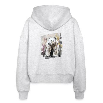 Polar Bear Graffiti Sprayer - Stanley/Stella Boxy Women’s Organic Zip Hoodie Ida - heather white - Back - AI Model Female 172 dark (172cm)