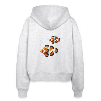 Zwei Clownfische – Geometrische Ozeanillustration - Stanley/Stella Boxy Frauen Bio Zip Hoodie Ida - Weiß meliert - Hinten - AI Model Female 172 dark (172cm)