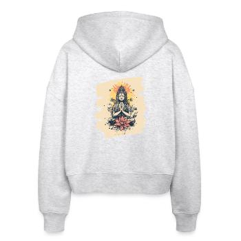 Yoga Namaste Meditation - Stanley/Stella Boxy Frauen Bio Zip Hoodie Ida - Weiß meliert - Hinten - AI Model Female 172 dark (172cm)