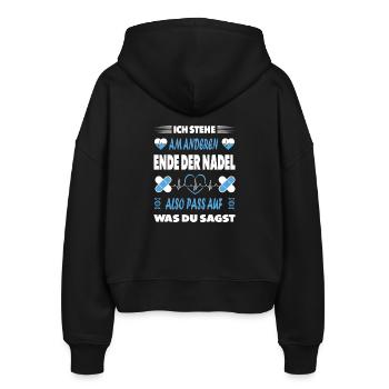 Pflegerin Geschenke Pflege Lustig Krankenpflegerin - Stanley/Stella Boxy Frauen Bio Zip Hoodie Ida - Schwarz - Hinten - AI Model Female 172 light (172cm)