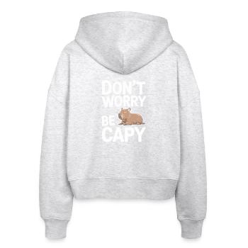 Capybara Dont Worry Be Capy Wasserschwein Nagetier - Stanley/Stella Boxy Frauen Bio Zip Hoodie Ida - Weiß meliert - Hinten - AI Model Female 172 dark (172cm)