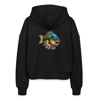 Fish Salmon Sea Lake Ocean Fisherman Fishing Gift - Stanley/Stella Boxy Women’s Organic Zip Hoodie Ida - black - Back - AI Model Female 172 light (172cm)